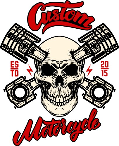 Motorcycle Skull with Pistons Vector Image