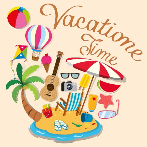 Isometric beach vacation concept Royalty Free Vector Image