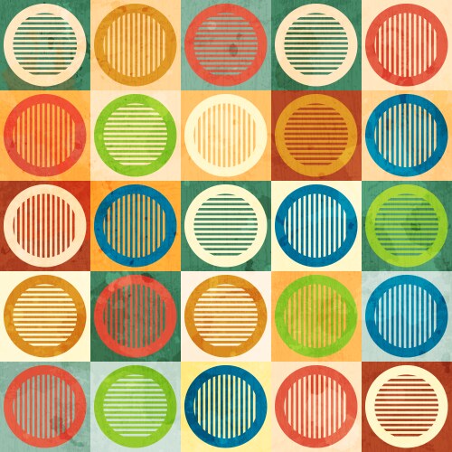Colored circle seamless pattern with grunge effect vector image