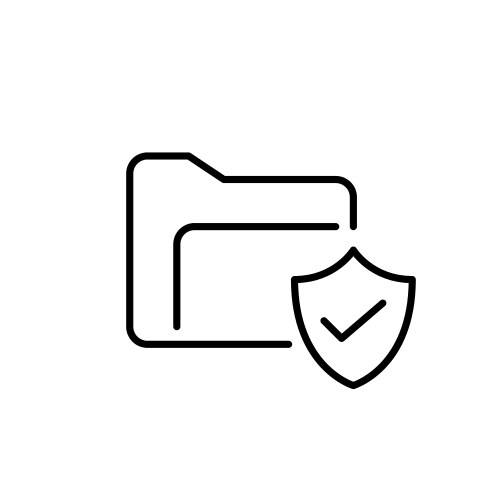 File folder checkmark and shield data checked vector image