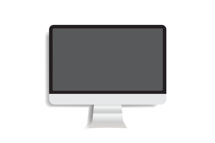 Realistic computer monitor display with a blank vector image