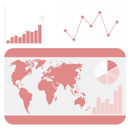 World statistic info chart with map and graphics vector image