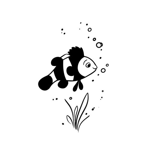 Single Clownfish Line Art Vector Image