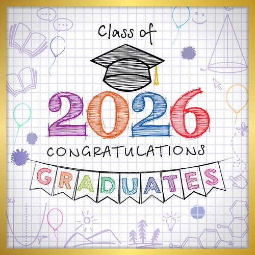 2026 graduating congrats sketch handdrawing style Vector Image
