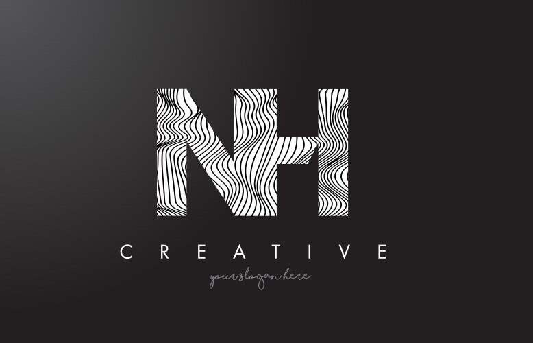 NH Letter Logo with Zebra Stripes Vector Image