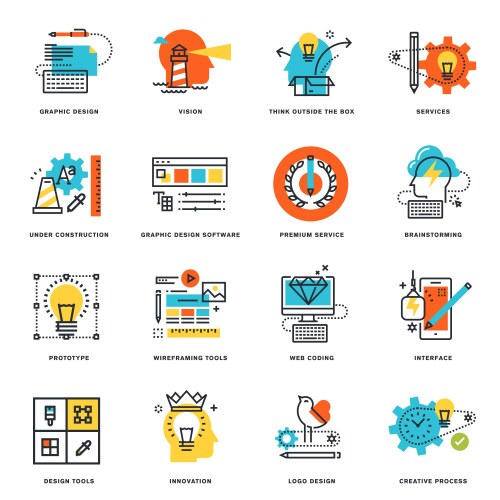 Flat line design concepts Royalty Free Vector Image