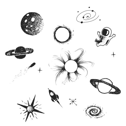 Space Element Vector Set isolated black space elements Royalty Free Vector Image
