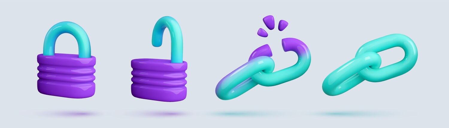 Padlock open lock chain and weakness link Vector Image