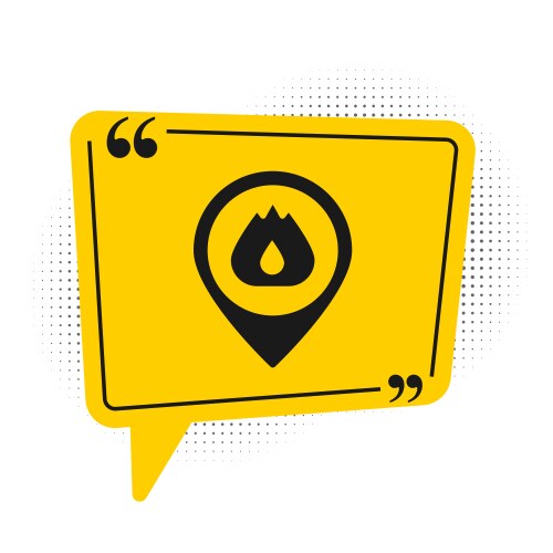 Black map pointer with fire flame icon isolated vector image