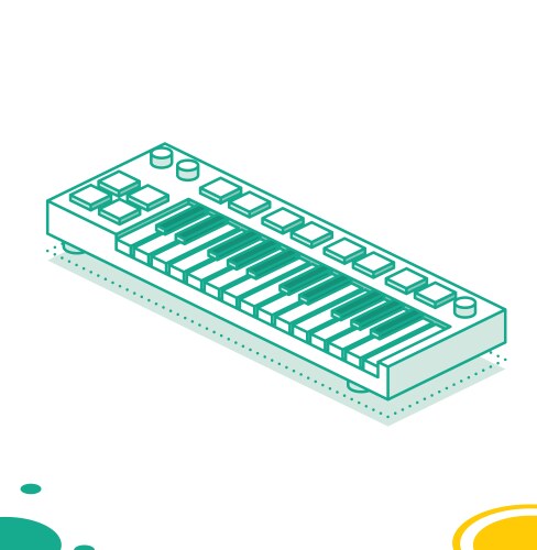 midi keyboard with pads and faders isometric vector