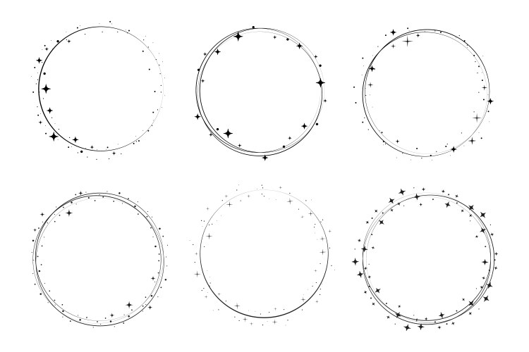 circle star border frame set sparkle vector