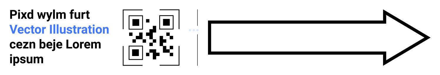 Qr code followed by a large arrow pointing right vector image