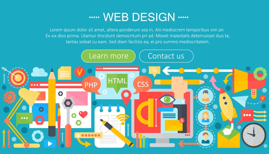 Flat Web Apps & Programming Concepts vektorbild