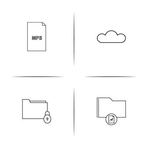 Files and folders sign simple linear icons set vector image