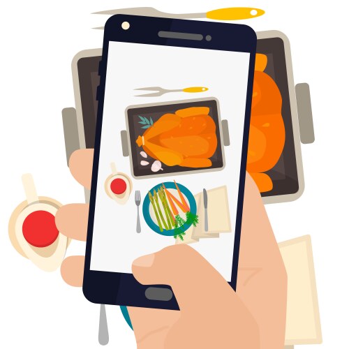 Smartphone Food Photography Vector Image