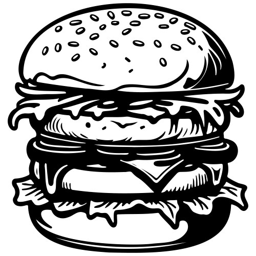 Hand Drawn Burger Line Art Vector Image