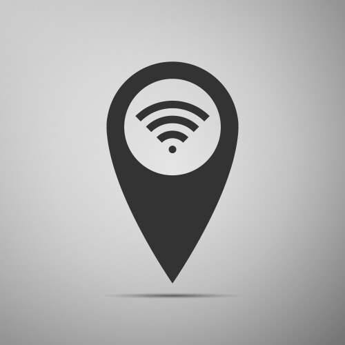 Pointer map with wifi internet signal connection vektorbild