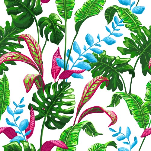 Tropical seamless pattern with palm leaves vector image