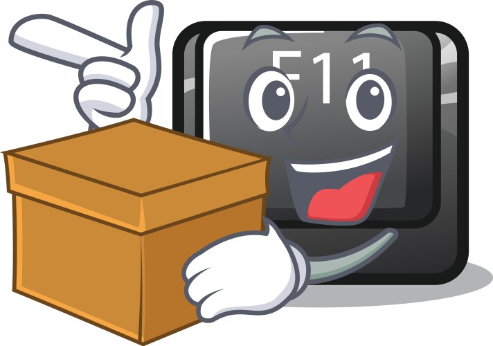 With box f11 button in character shape vector image