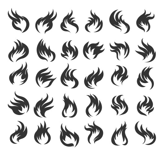 Red fire flame icons isolated on white background Vector Image