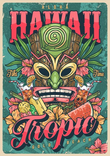 Tropical Tiki Treats Poster Vector Image