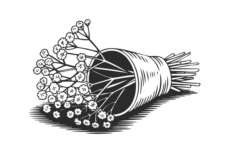 White Flower Bouquet Sketch Vector Image