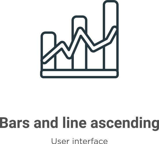 Bars and line ascending data analytics outline vector image
