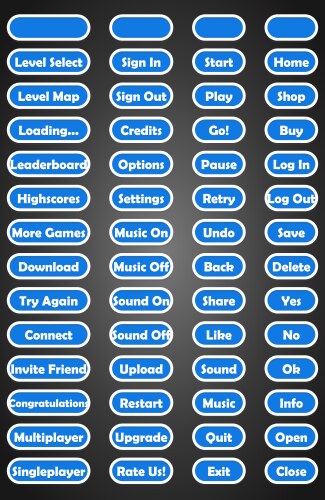 Set of text game buttons in flat style vector image