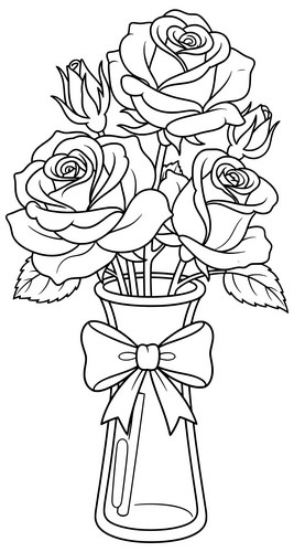 Black and White Rose Floral Sketch Vector Image