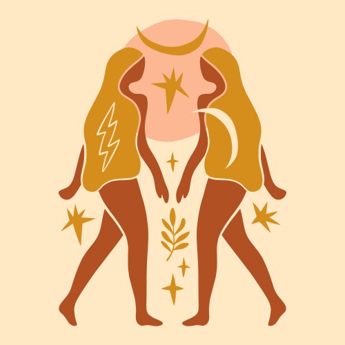 boho sacred magic woman twins mystical symbol flat vector image