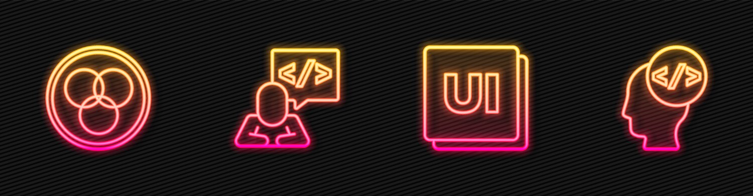 Set line ui or ux design rgb and cmyk color vector image