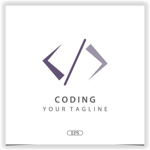 Simple coding or programmer logo premium elegant vector image