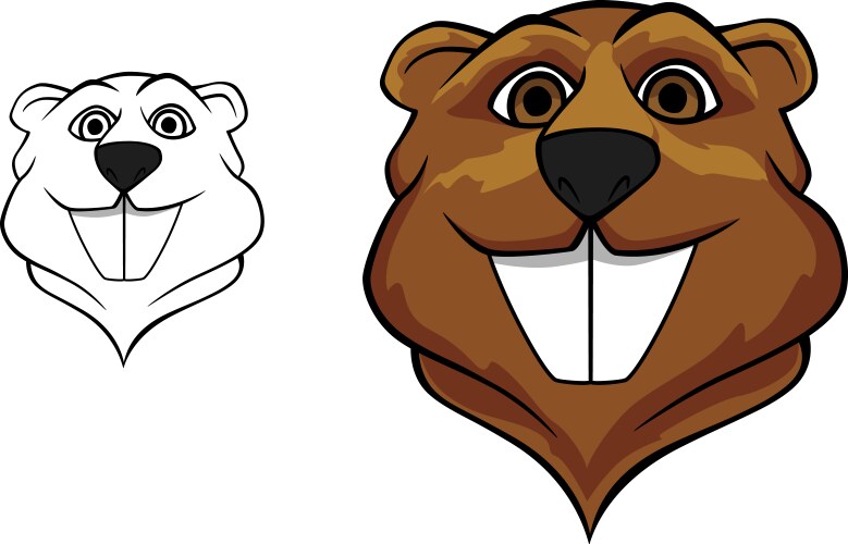 Cartoon Beaver Head Vector Image