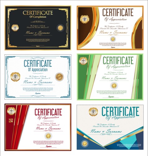 collection colorful certificate vector image vector image