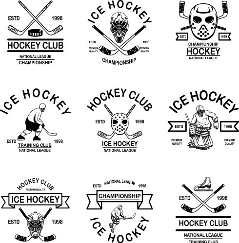 Hockey Club Emblems Set Vector Image