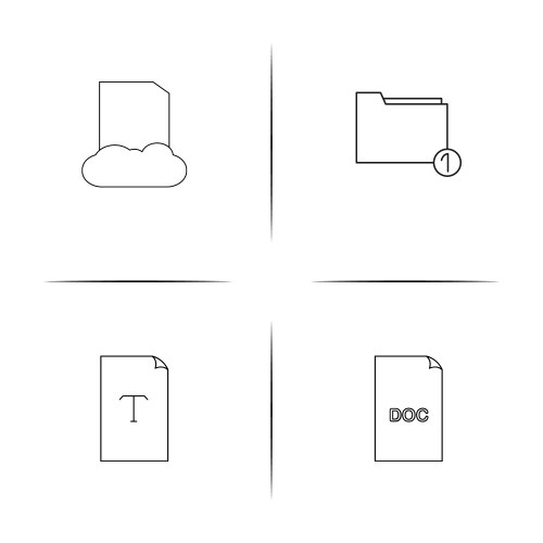 Files and folders sign simple linear icons set vector image