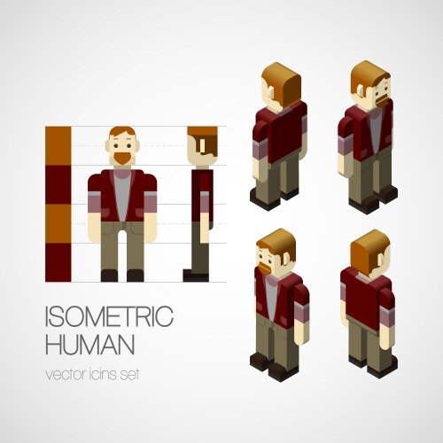 Isometric human set vector image