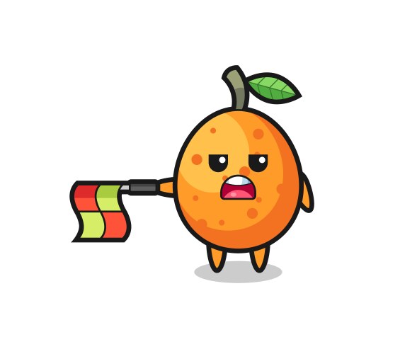 Kumquat character as line judge hold the flag vector image