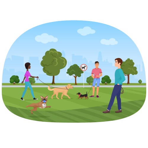 People rest in sunny city park Royalty Free Vector Image