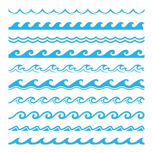 Sea and ocean wave water frames borders vector image