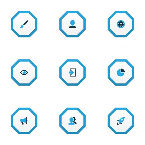 Interface icons colored set with user globe vector image
