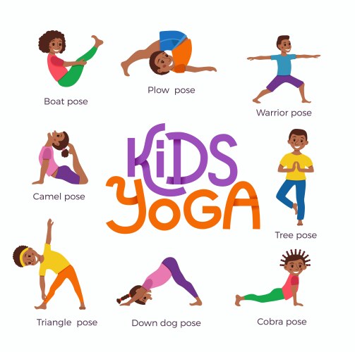 Kids Yoga and Exercise Poses Vector Image