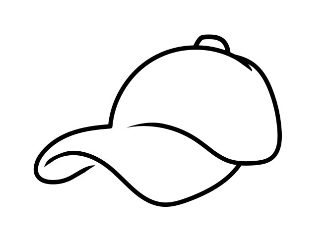 Baseball cap black line drawing Vector Image