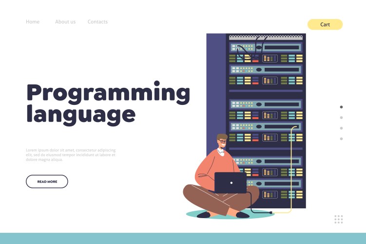 Programming language concept of landing page vector image