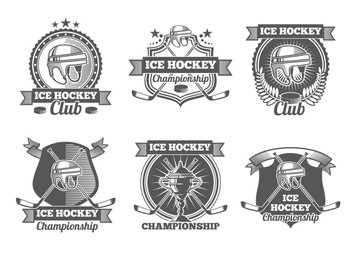 Vintage Hockey Labels & Emblems Vector Image