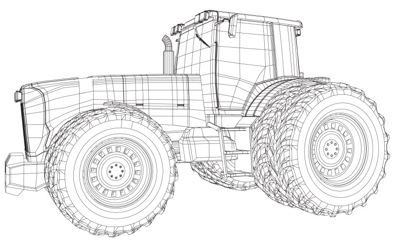 Set of labels with a tractor for livestock Vector Image