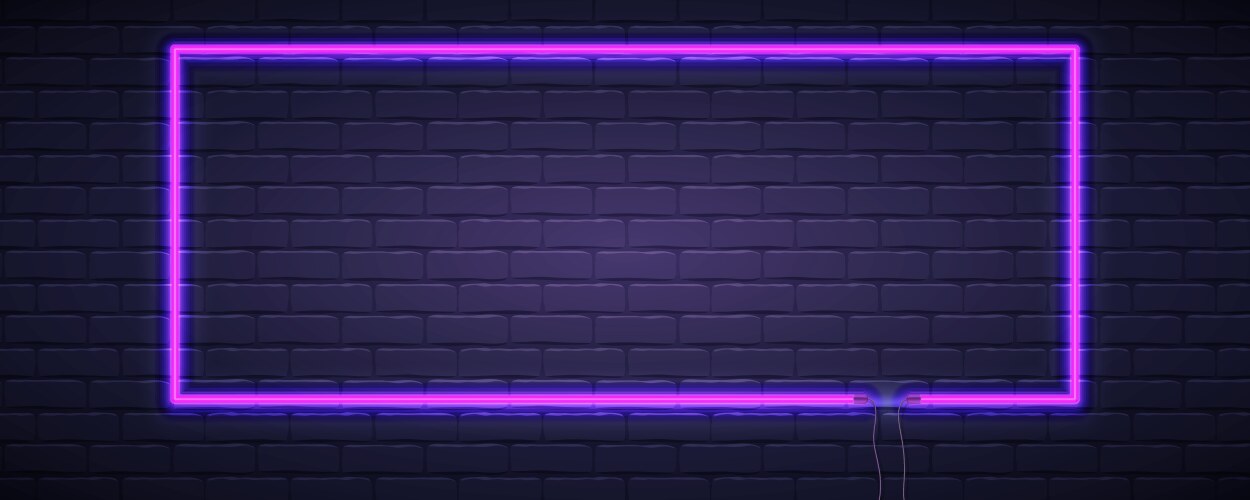 brick wall lit neon lamp violet color vector image