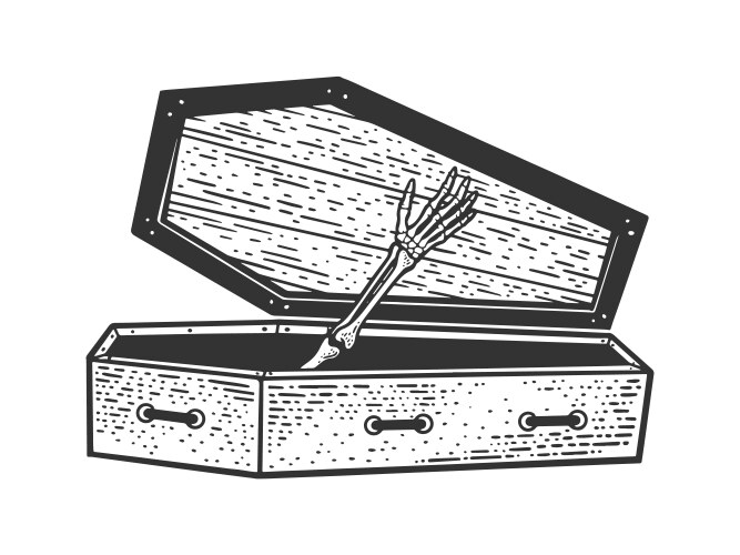Skeleton Hand in Coffin Sketch Vector Image