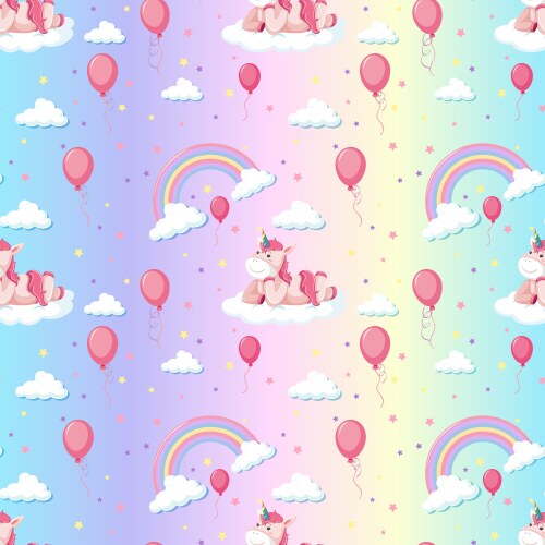 Seamless pattern cute unicorn with rainbow Vector Image