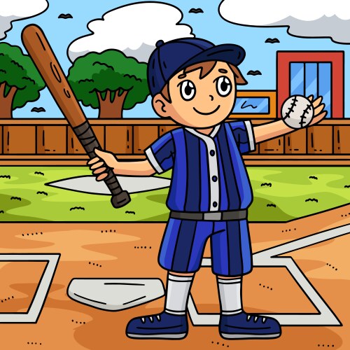 Boy Wearing Baseball Helmet Cartoon Clipart Vector Image